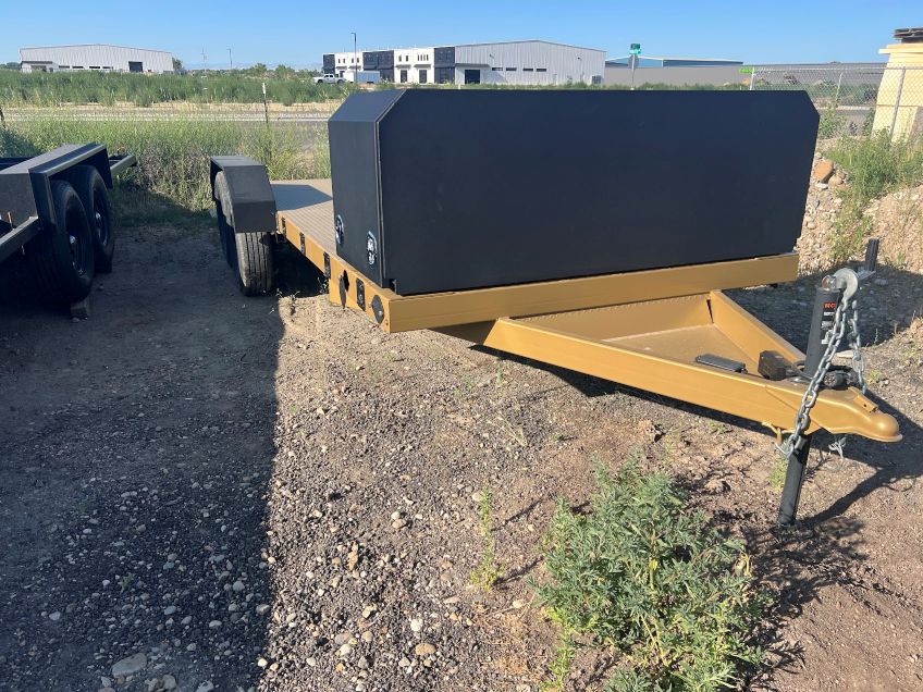 Custom car trailer with toolboxes